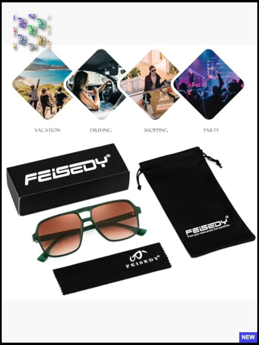 Retro Square Aviator Sunglasses Vintage 70s Plastic Frame Unisex UV400